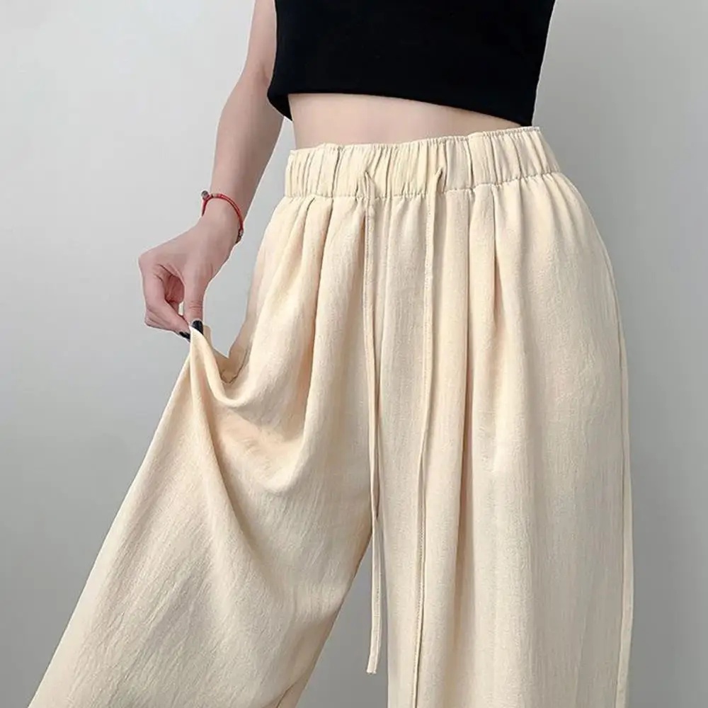 Straight Leg Loose Trousers Wide Leg Long Pants High Waist Women's Pants Ice Silk Summer Pants Small Size Korean Ladies Clothes Straight Leg Loose Trousers Wide Leg Long Pants High Waist Women's Pants Ice Silk Summer Pants Small Size Korean Ladies Clothes