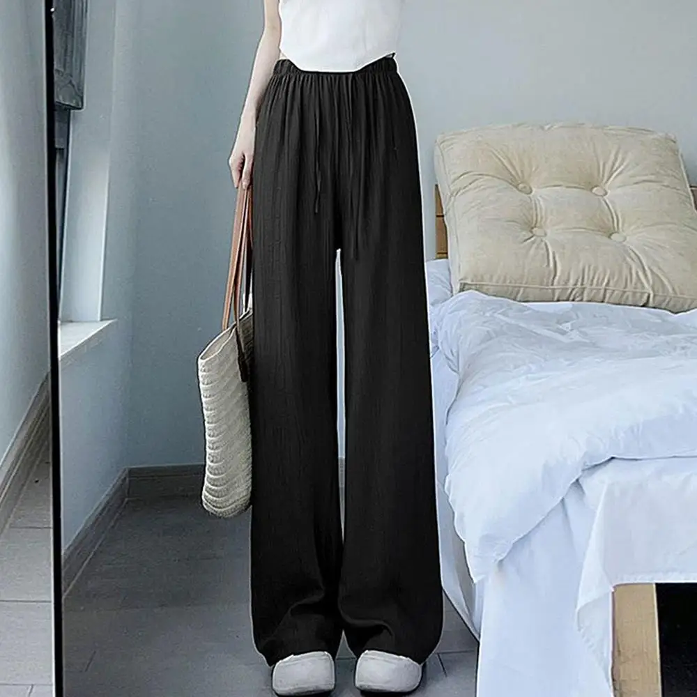 Straight Leg Loose Trousers Wide Leg Long Pants High Waist Women's Pants Ice Silk Summer Pants Small Size Korean Ladies Clothes Straight Leg Loose Trousers Wide Leg Long Pants High Waist Women's Pants Ice Silk Summer Pants Small Size Korean Ladies Clothes