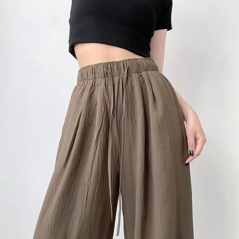 Straight Leg Loose Trousers Wide Leg Long Pants High Waist Women's Pants Ice Silk Summer Pants Small Size Korean Ladies Clothes Straight Leg Loose Trousers Wide Leg Long Pants High Waist Women's Pants Ice Silk Summer Pants Small Size Korean Ladies Clothes