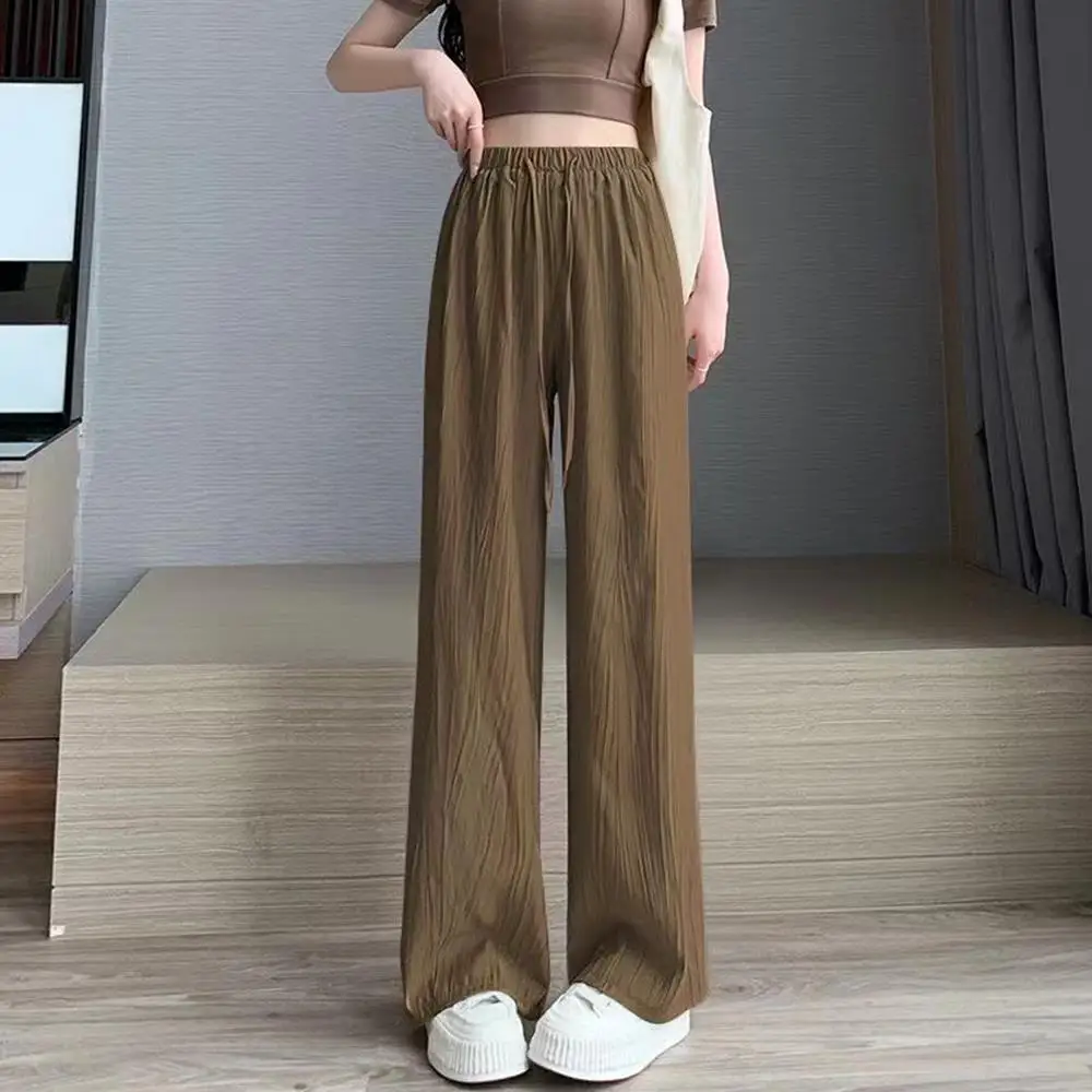 Straight Leg Loose Trousers Wide Leg Long Pants High Waist Women's Pants Ice Silk Summer Pants Small Size Korean Ladies Clothes Straight Leg Loose Trousers Wide Leg Long Pants High Waist Women's Pants Ice Silk Summer Pants Small Size Korean Ladies Clothes