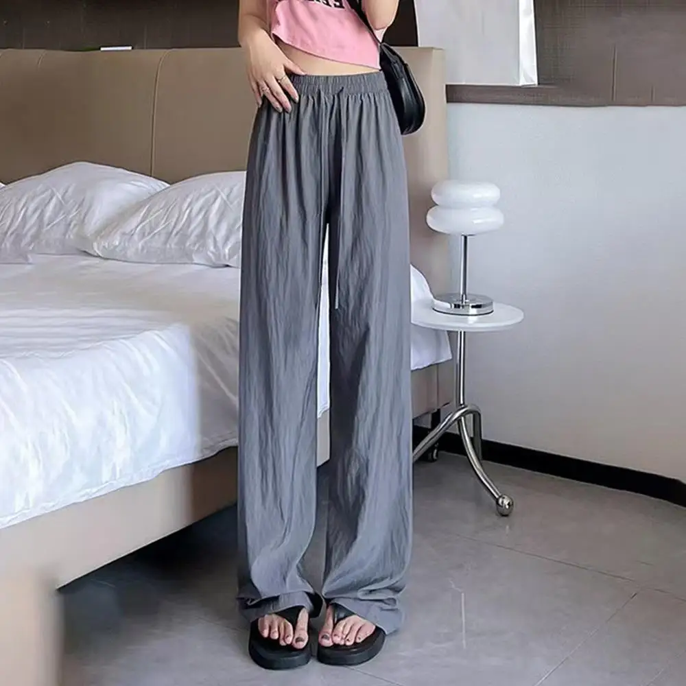 Straight Leg Loose Trousers Wide Leg Long Pants High Waist Women's Pants Ice Silk Summer Pants Small Size Korean Ladies Clothes Straight Leg Loose Trousers Wide Leg Long Pants High Waist Women's Pants Ice Silk Summer Pants Small Size Korean Ladies Clothes