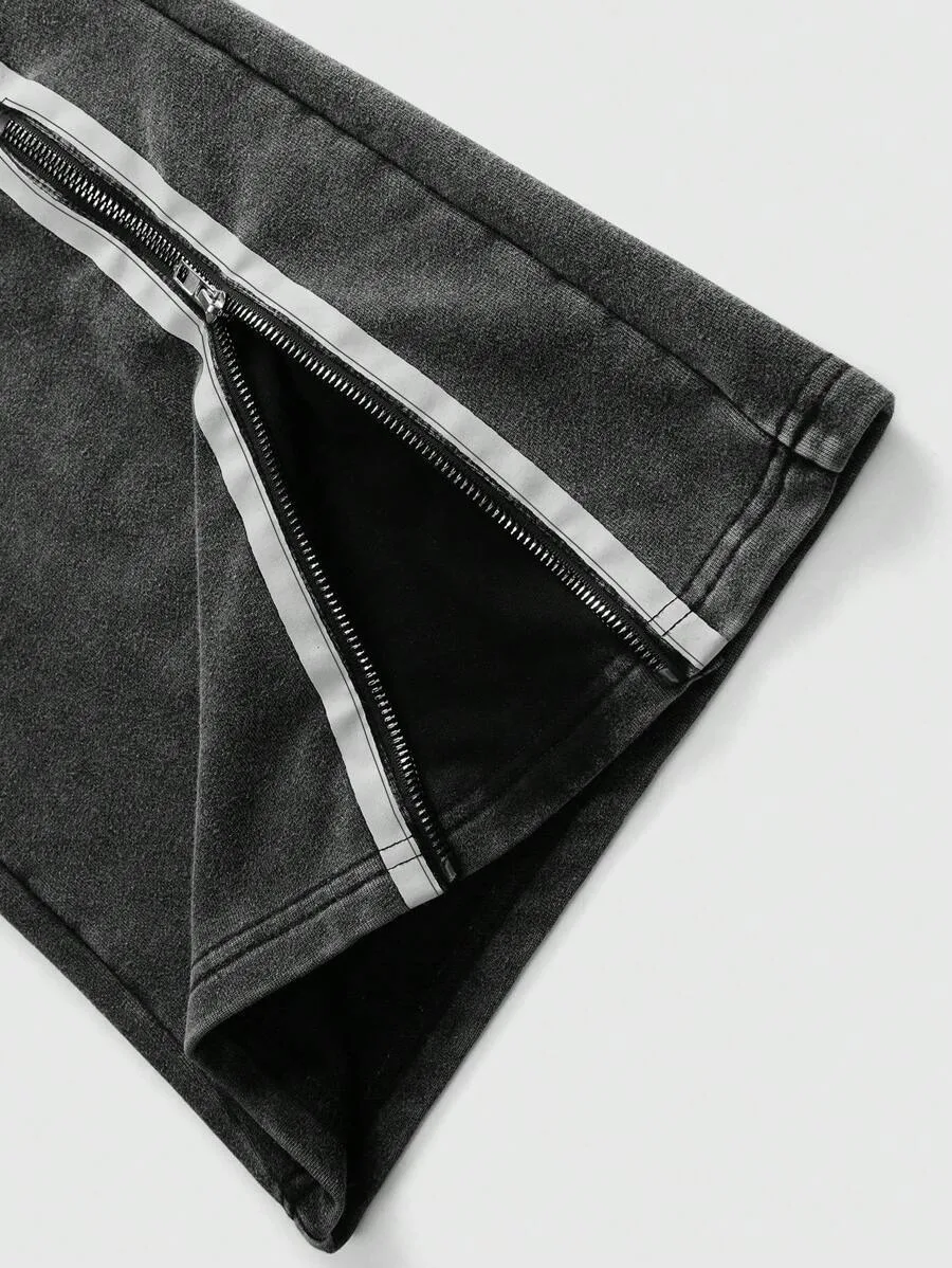 American New Trend Striped Side Zipper Design Elastic Waist Wide-Leg Pants Men's Y2K Harajuku Hip-Hop Joker Casual Sweatpants American New Trend Striped Side Zipper Design Elastic Waist Wide-Leg Pants Men's Y2K Harajuku Hip-Hop Joker Casual Sweatpants