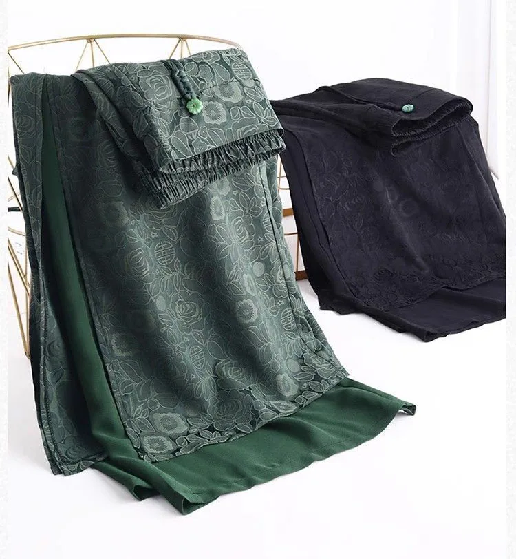 Split Jacquard Design Wide Leg Pants Women Casual High Waist Baggy Straight Pantalones Spring Fall Loose Ankle Length Calca New