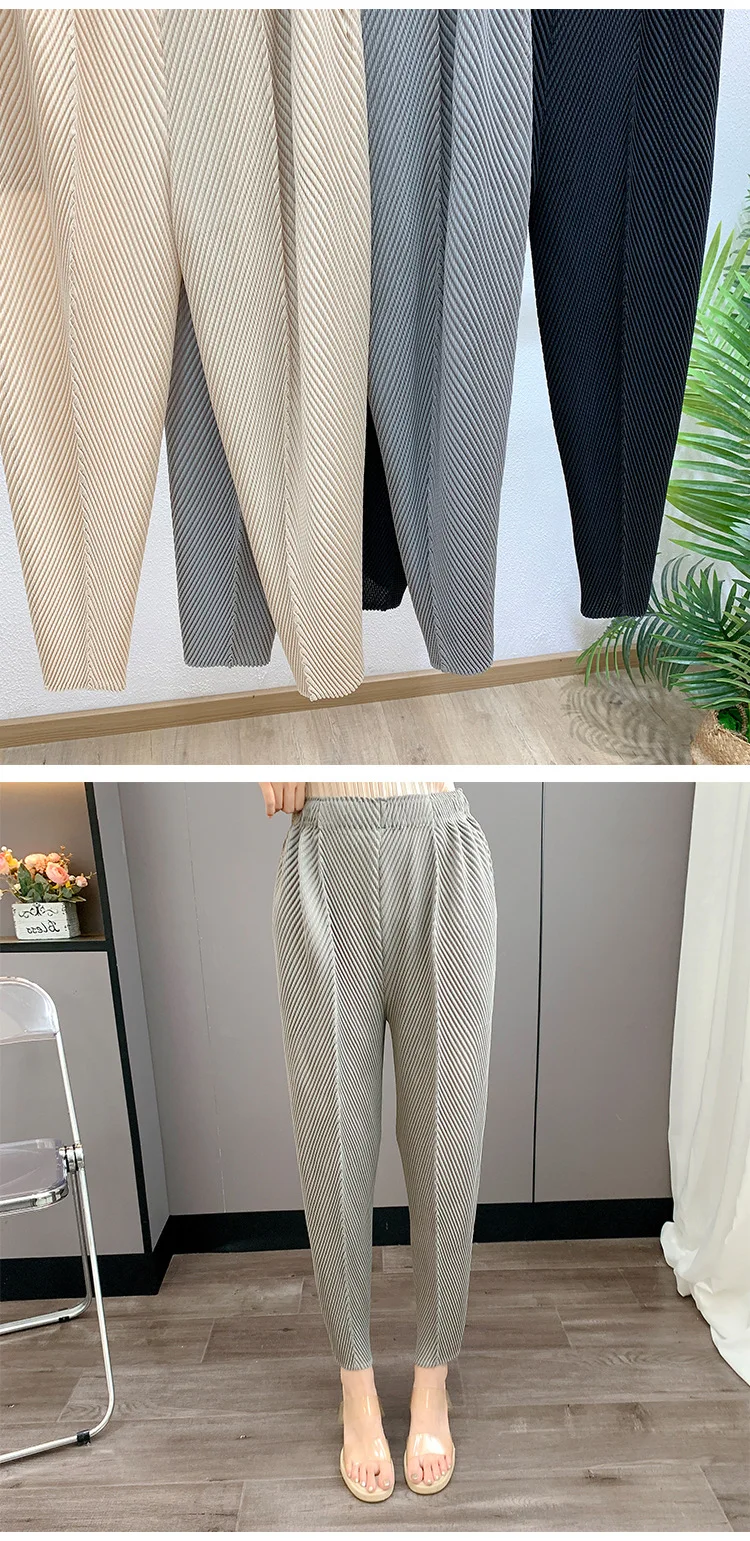 Miyake Pleated 2025 New Summer Casual Harem Pants Versatile Loose Big Yards Radish Pants Large Elastic Women's Commuter Office Miyake Pleated 2025 New Summer Casual Harem Pants Versatile Loose Big Yards Radish Pants Large Elastic Women's Commuter Office