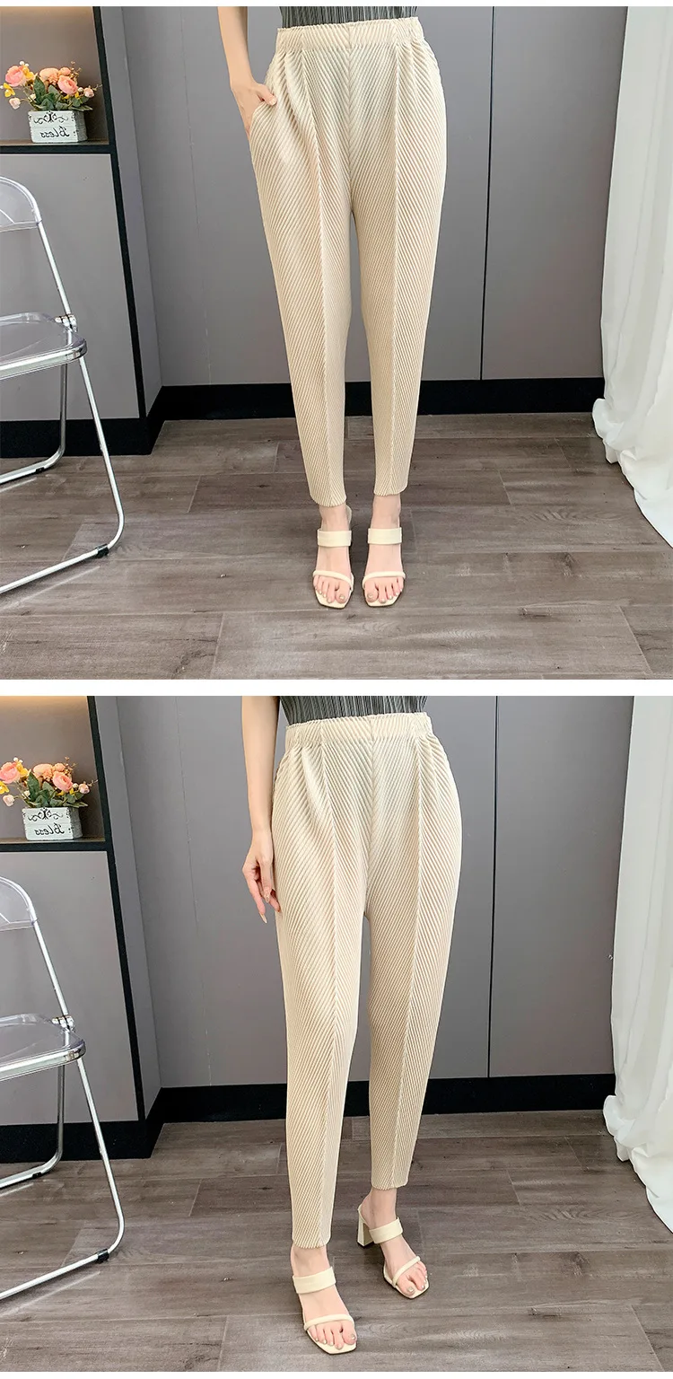Miyake Pleated 2025 New Summer Casual Harem Pants Versatile Loose Big Yards Radish Pants Large Elastic Women's Commuter Office Miyake Pleated 2025 New Summer Casual Harem Pants Versatile Loose Big Yards Radish Pants Large Elastic Women's Commuter Office
