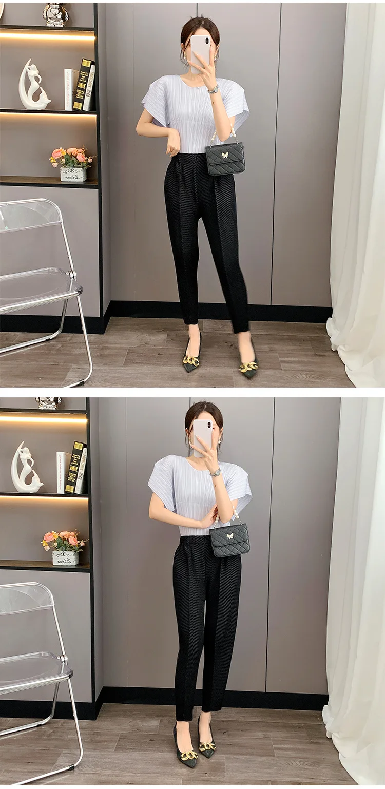 Miyake Pleated 2025 New Summer Casual Harem Pants Versatile Loose Big Yards Radish Pants Large Elastic Women's Commuter Office Miyake Pleated 2025 New Summer Casual Harem Pants Versatile Loose Big Yards Radish Pants Large Elastic Women's Commuter Office