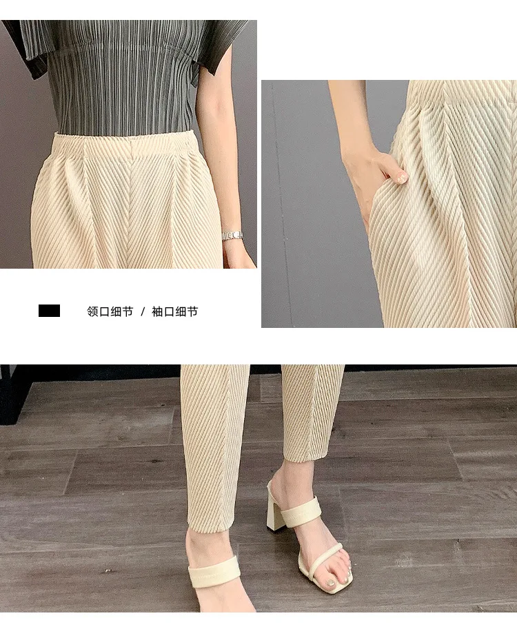 Miyake Pleated 2025 New Summer Casual Harem Pants Versatile Loose Big Yards Radish Pants Large Elastic Women's Commuter Office Miyake Pleated 2025 New Summer Casual Harem Pants Versatile Loose Big Yards Radish Pants Large Elastic Women's Commuter Office