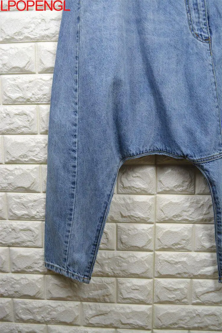 Women High Waist Chic Nine Points Harem Blue Jeans Hip Hop Street Cross-pants Full Length Clothing Boyfriend Washed Pants 2024